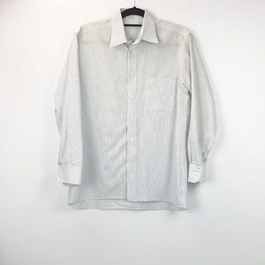 Christian Dior White Blue Pintriped Dress Shirts